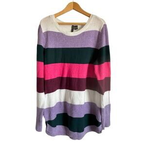 Free For All striped pullover sweater pink purple warm casual. Size XL.